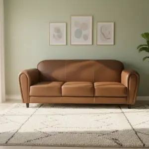 Best Leatherette 3 Seater Sofa in Rich Spiced Brown Color